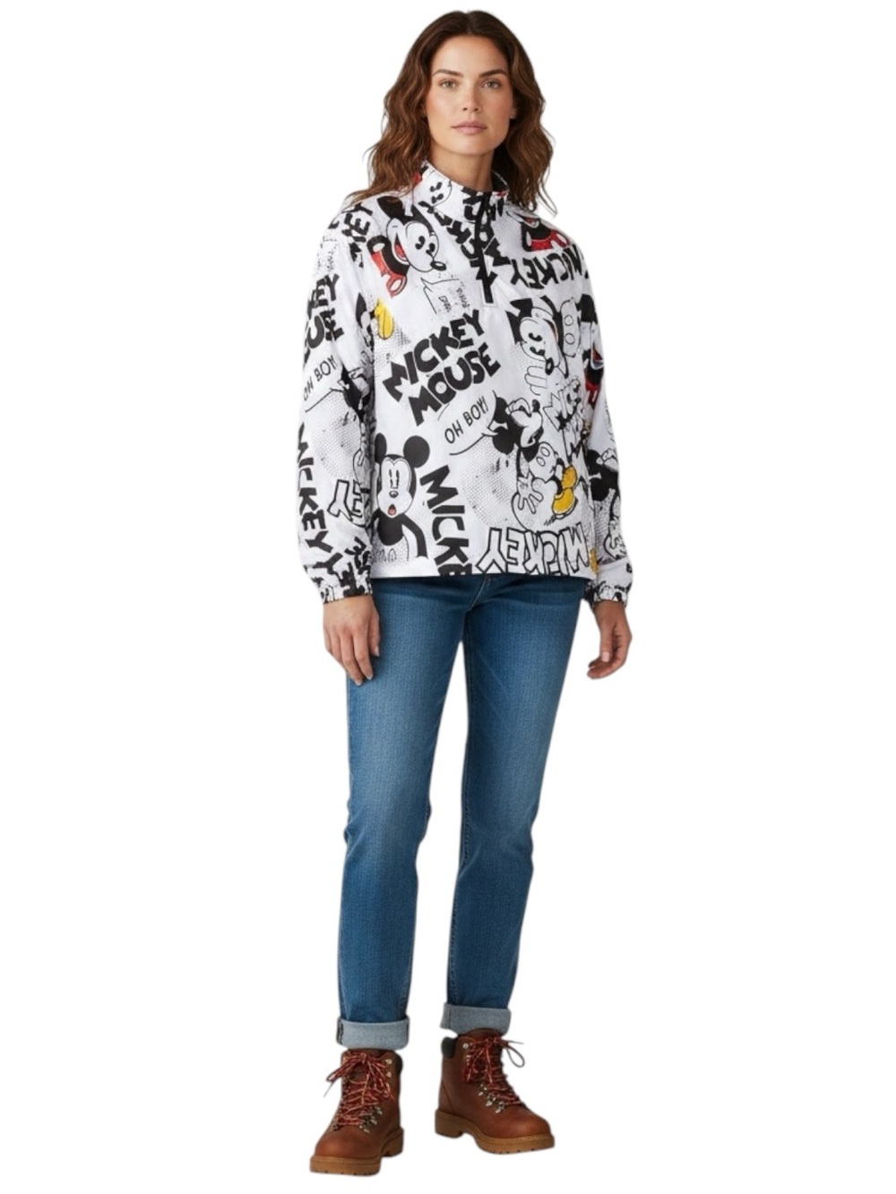 DISNEY Mickey Mouse Comic Strip Pullover Rain Jacket in White/Black Size 2X - Picture 12 of 14